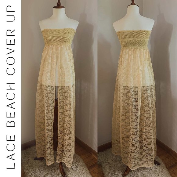 Gold Lace Beach Cover Up K&P Phillips Design S - Picture 1 of 5